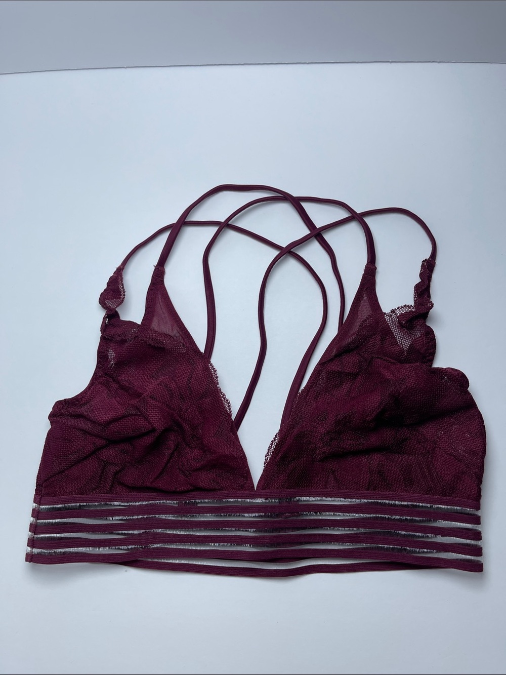 Victoria's Secret PINK Maroon Lace Cage Back Triangle Bralette Size XS
